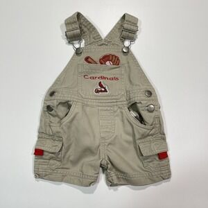 Vintage Cardinals MLB Embroidered Cargo Khaki Baby Toddler Overalls‎ 3/6 Months